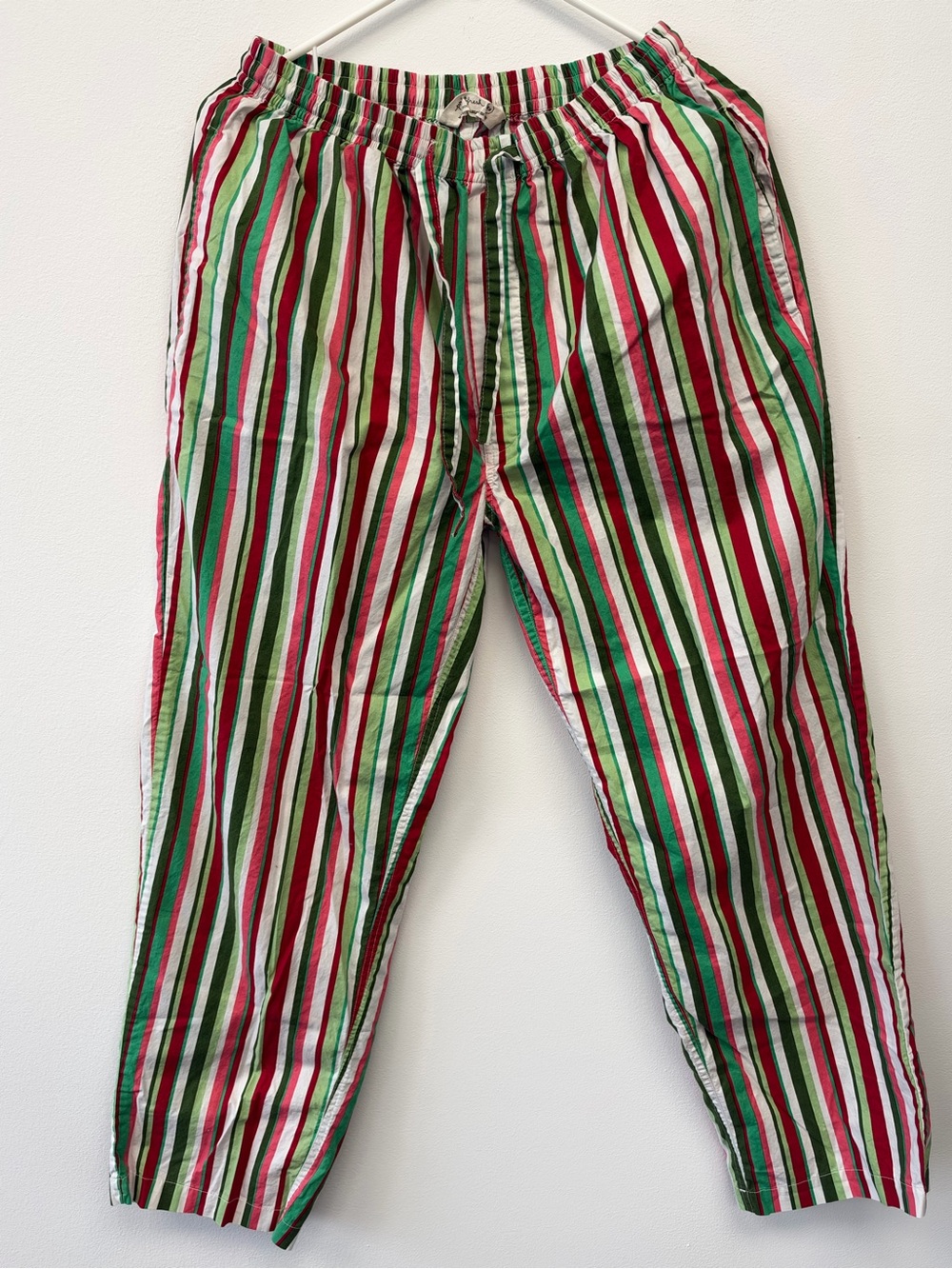 Printfresh Candy Cane Striped Holiday Pajamas Set in Green, Red & White